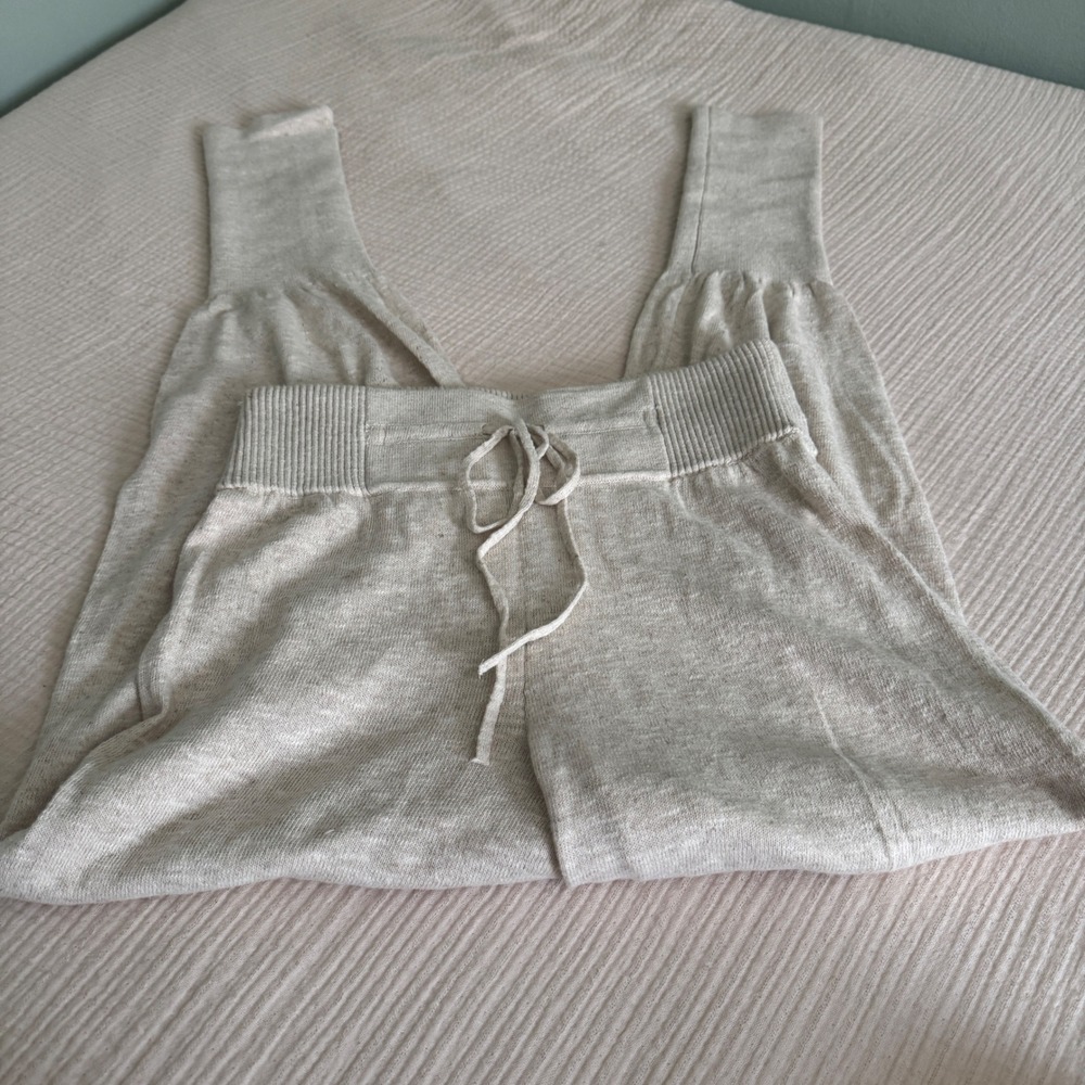 Free People FP Beach Jogger Pants S Oatmeal Knit Cotton Linen Harem Loungewear